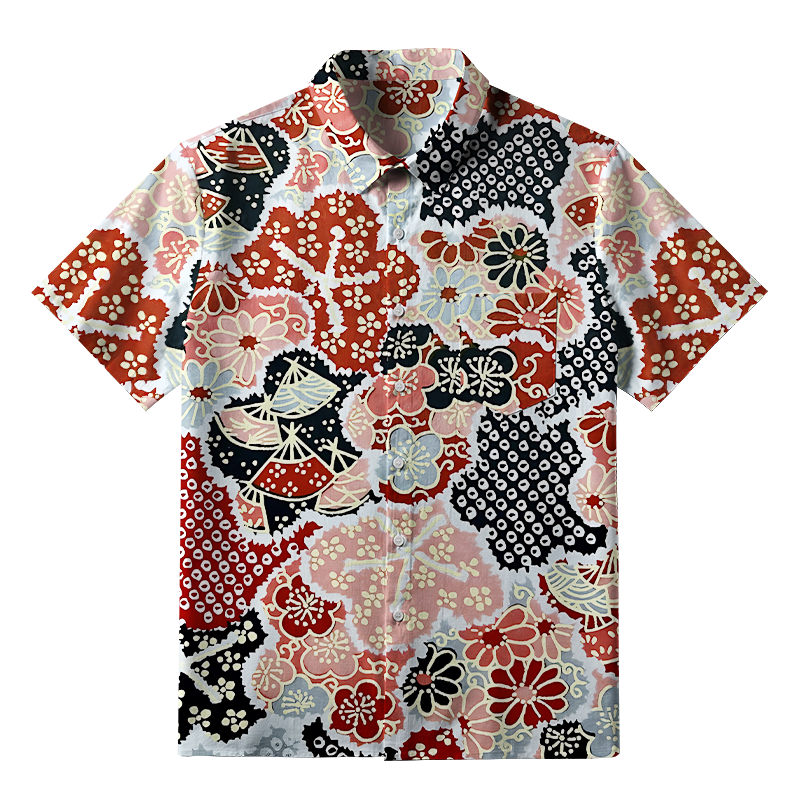 Tokyo-Tiger Floral Symphony Button-up Shirt