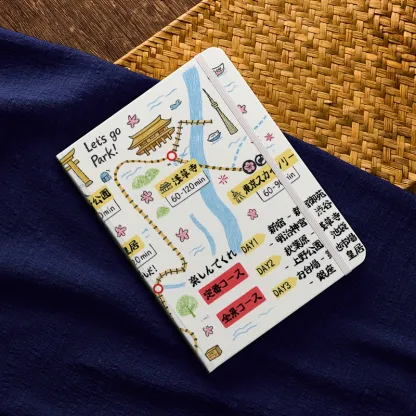 Tokyo-Tiger Tokyo's Famous Attractions Roadmap White Notebook