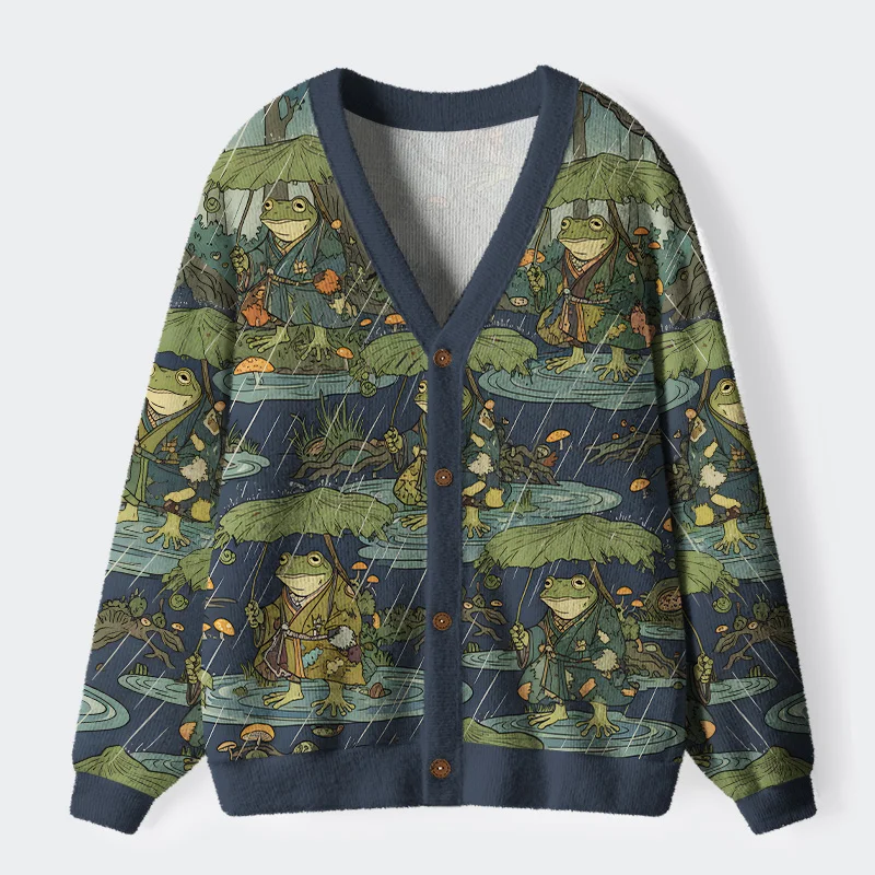 Tokyo-Tiger Frog in The Rain Ugly Cardigan Sweater