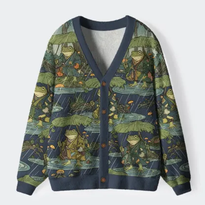 Tokyo-Tiger Frog in The Rain Ugly Cardigan Sweater
