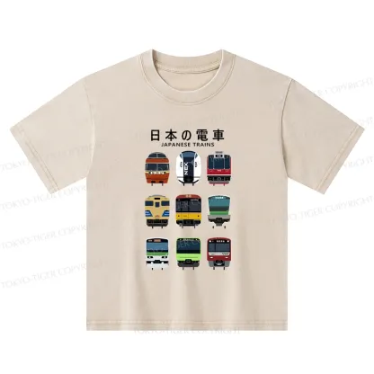 Tokyo-Tiger Japanese Train Collection Kids Washed T-Shirt