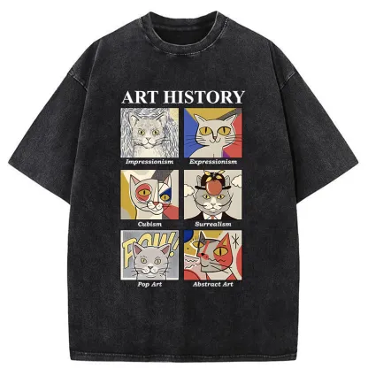 Tokyo-Tiger Art History About Cats Washed T-Shirt