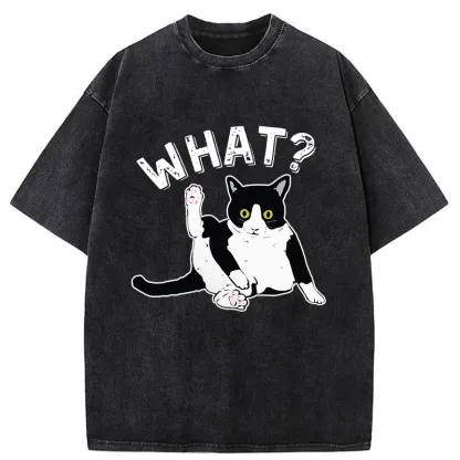 Tokyo-Tiger Cat's Question Washed T-Shirt