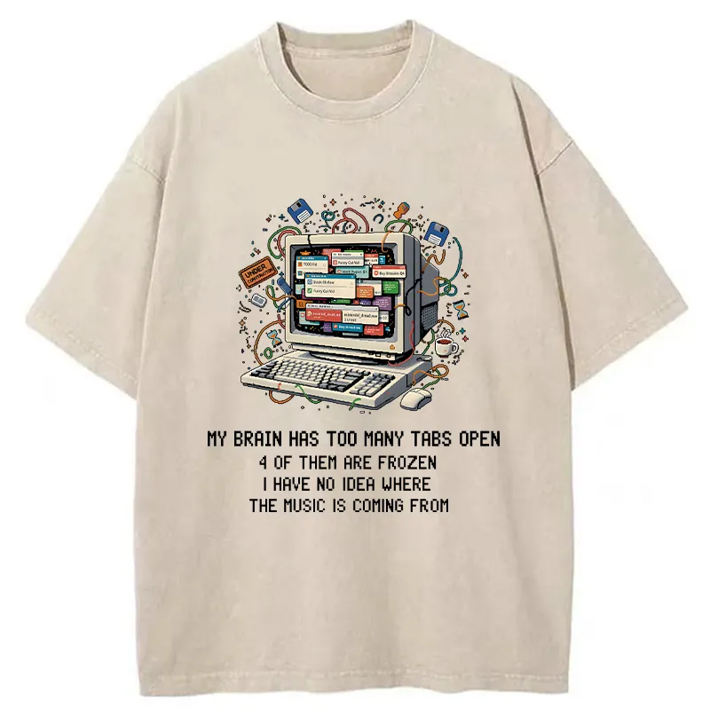 Tokyo-Tiger My Brain Has Crashed Washed T-Shirt