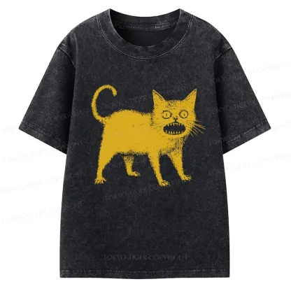 Tokyo-Tiger Horrible Japanese Cat Kids Washed T-Shirt