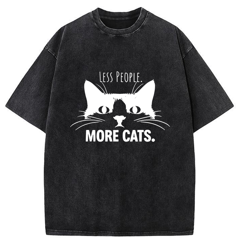 Tokyo-Tiger Less People More Cats Funny Washed T-Shirt