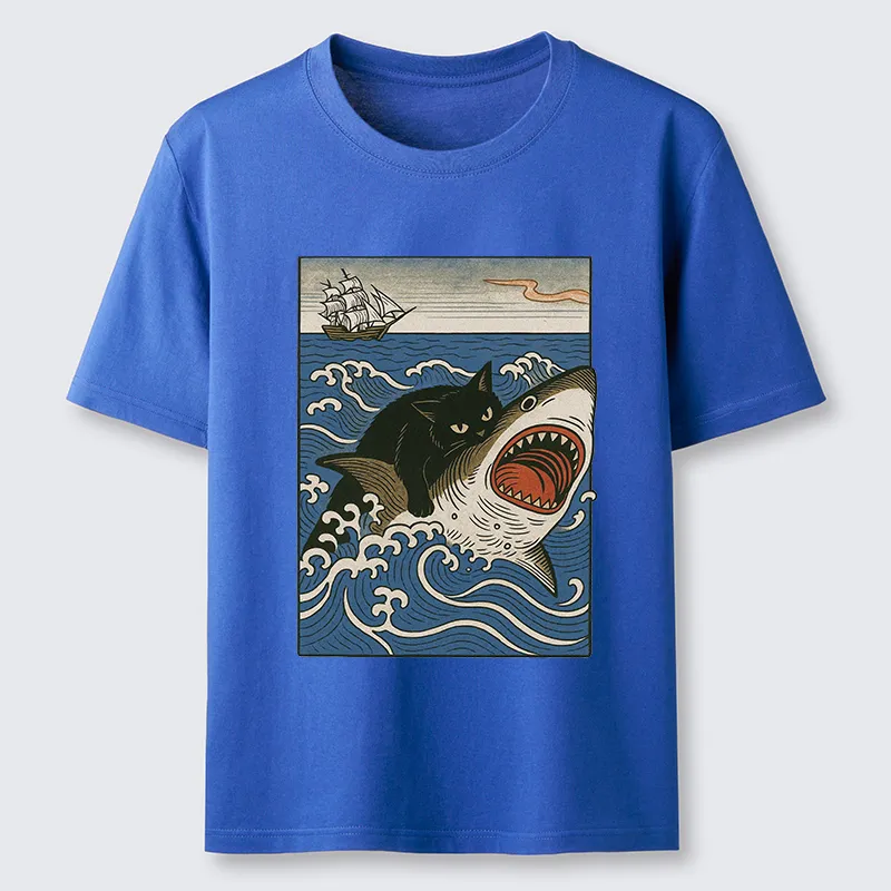 Tokyo-Tiger Cat Hunting Shark Classic T-Shirt