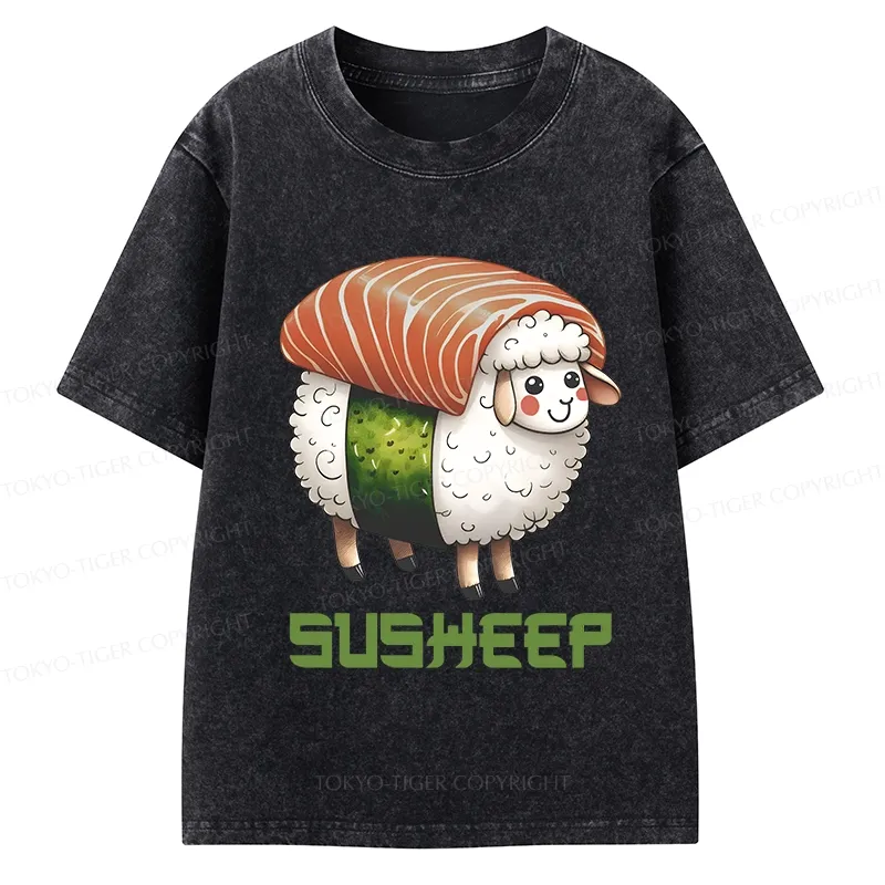 Tokyo-Tiger Susheep Funny Kids Washed T-Shirt