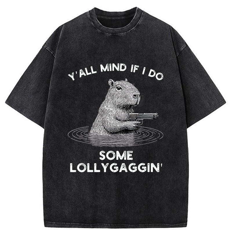 Tokyo-Tiger Capybara That Wants To Be Lazy Washed T-Shirt
