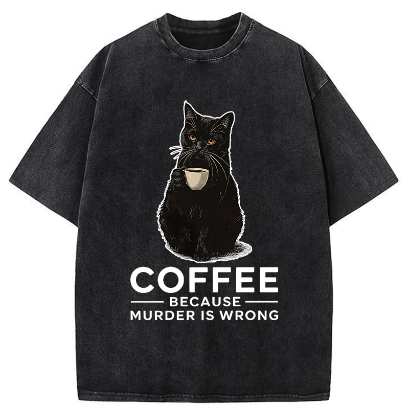 Tokyo-Tiger Can't Commit Murder So I'll Drink Coffee Washed T-Shirt
