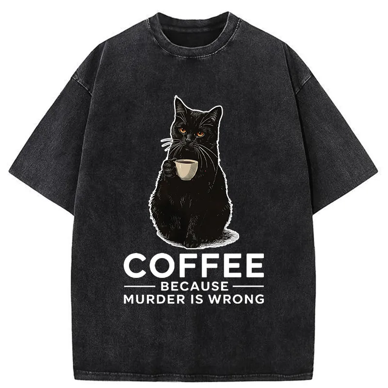 Tokyo-Tiger Can't Commit Murder So I'll Drink Coffee Washed T-Shirt
