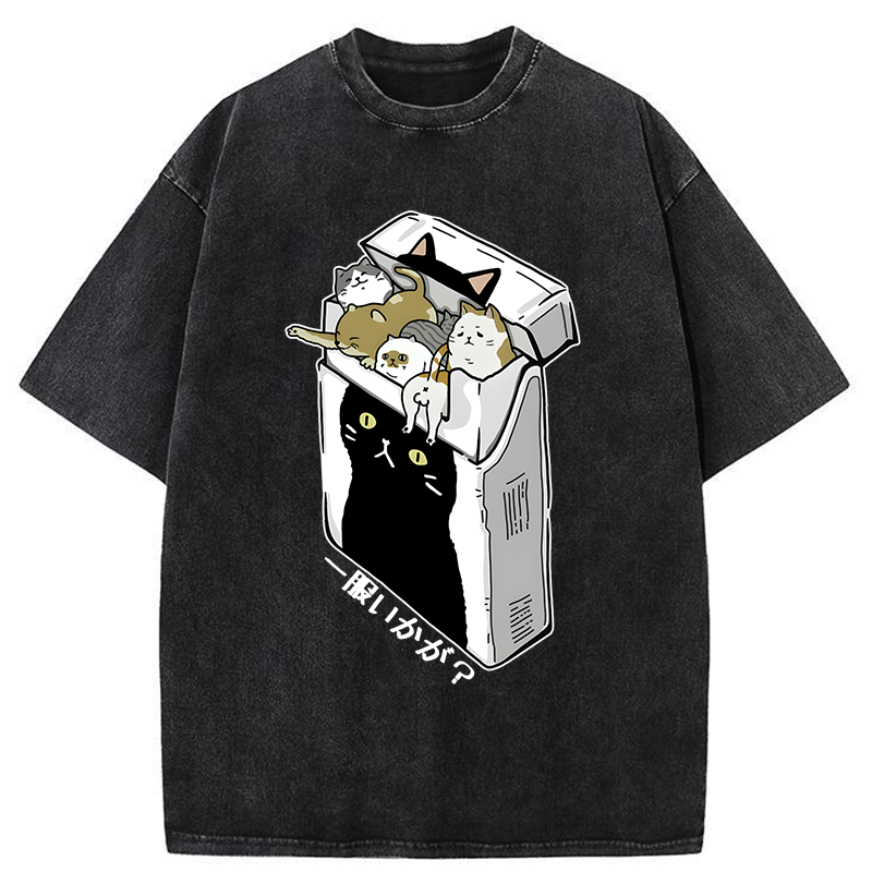 Tokyo-Tiger Have A Catgarette？ Washed T-Shirt