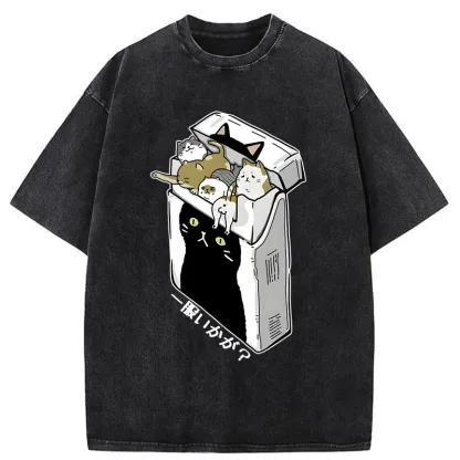 Tokyo-Tiger Have A Catgarette？ Washed T-Shirt