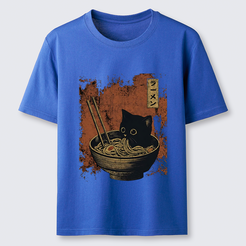 Tokyo-Tiger Retro Cat Eating Japan Ramen Classic T-Shirt