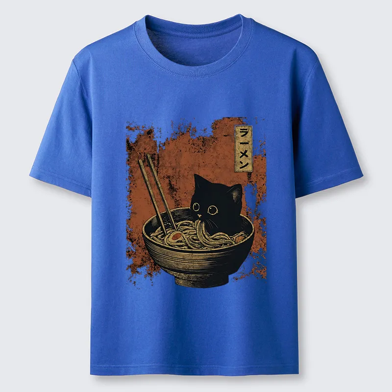 Tokyo-Tiger Retro Cat Eating Japan Ramen Classic T-Shirt