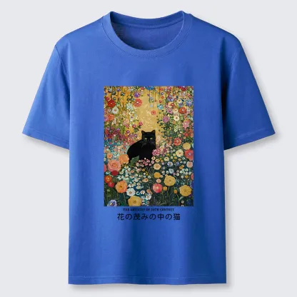 Tokyo-Tiger Black Cat In The Flower Bushes Classic T-Shirt