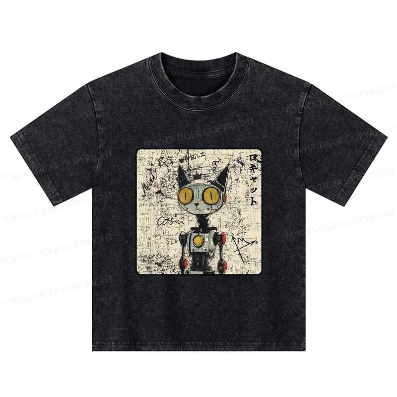 Tokyo-Tiger Robot Cat Kids Washed T-Shirt Sale