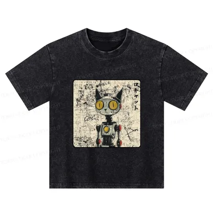 Tokyo-Tiger Robot Cat Kids Washed T-Shirt