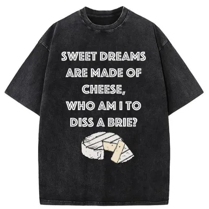 Tokyo-Tiger Funny Cheese Music Washed T-Shirt