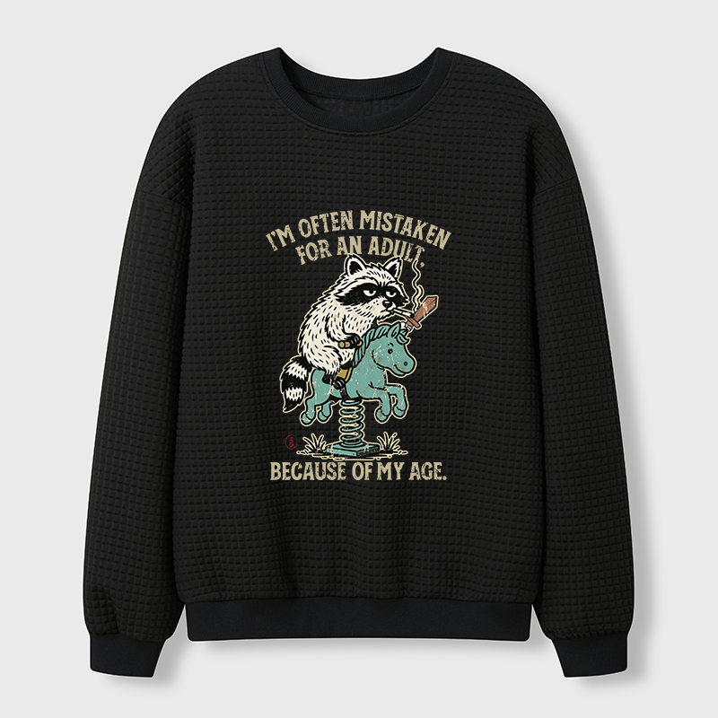 Tokyo-Tiger funny Raccoon and Horse meme Waffle Sweatshirt