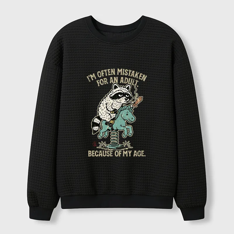 Tokyo-Tiger funny Raccoon and Horse meme Waffle Sweatshirt