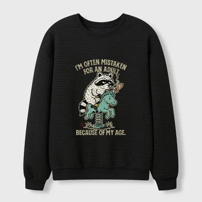 Tokyo-Tiger funny Raccoon and Horse meme Waffle Sweatshirt