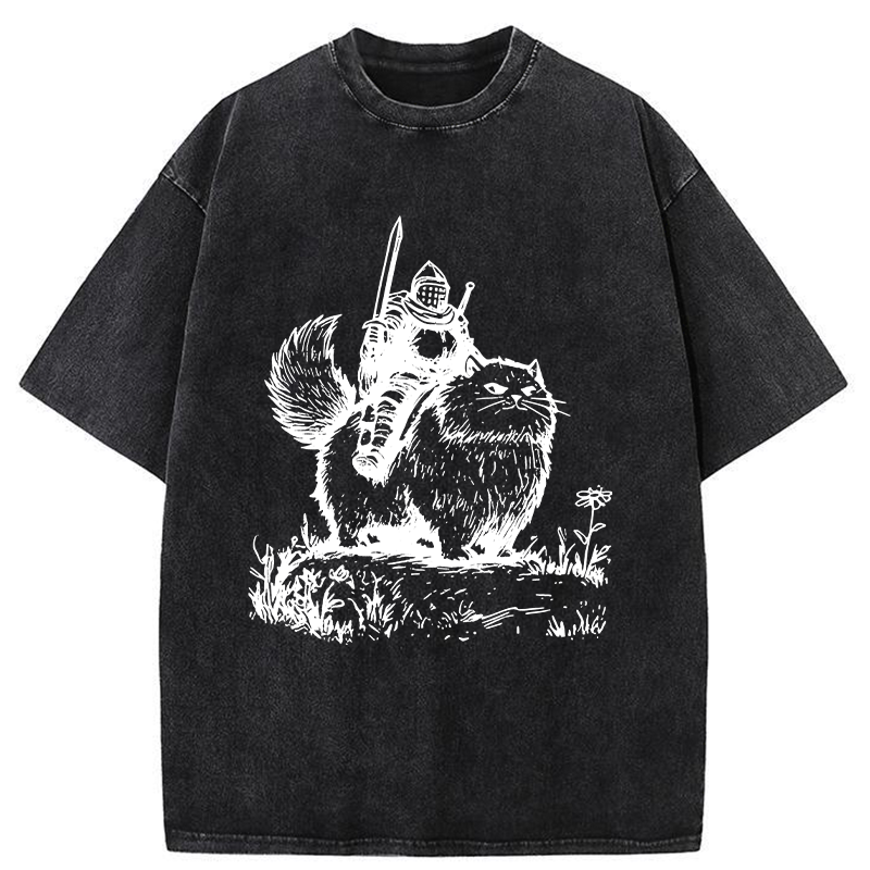Tokyo-Tiger Knight Rides A Fat Cat Washed T-Shirt