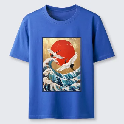 Tokyo-Tiger Cranes And Waves Ukiyo-e Classic T-Shirt