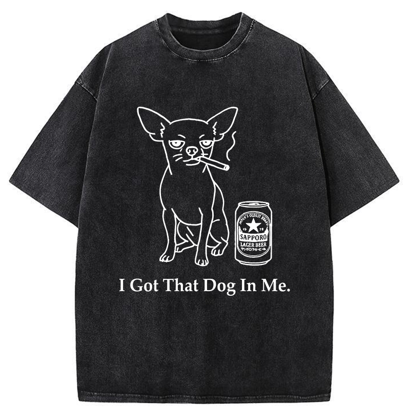 Tokyo-Tiger Chihuahua Smokes And Drinks Alcohol Washed T-Shirt