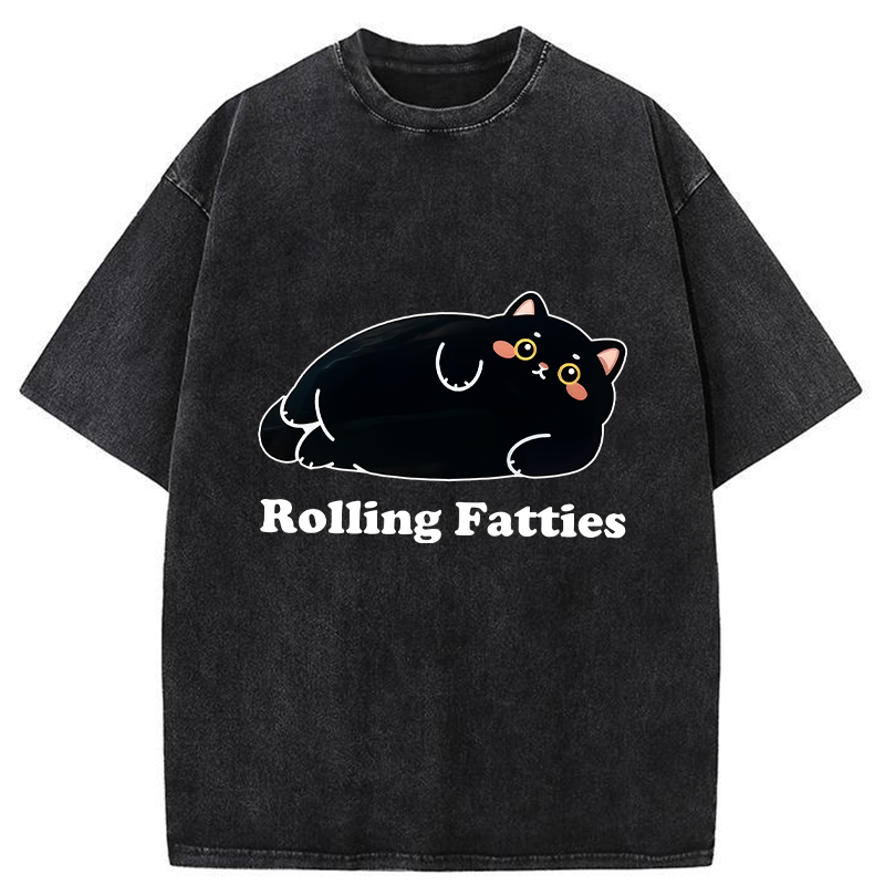 Tokyo-Tiger Rolling Fatties Cat Washed T-Shirt