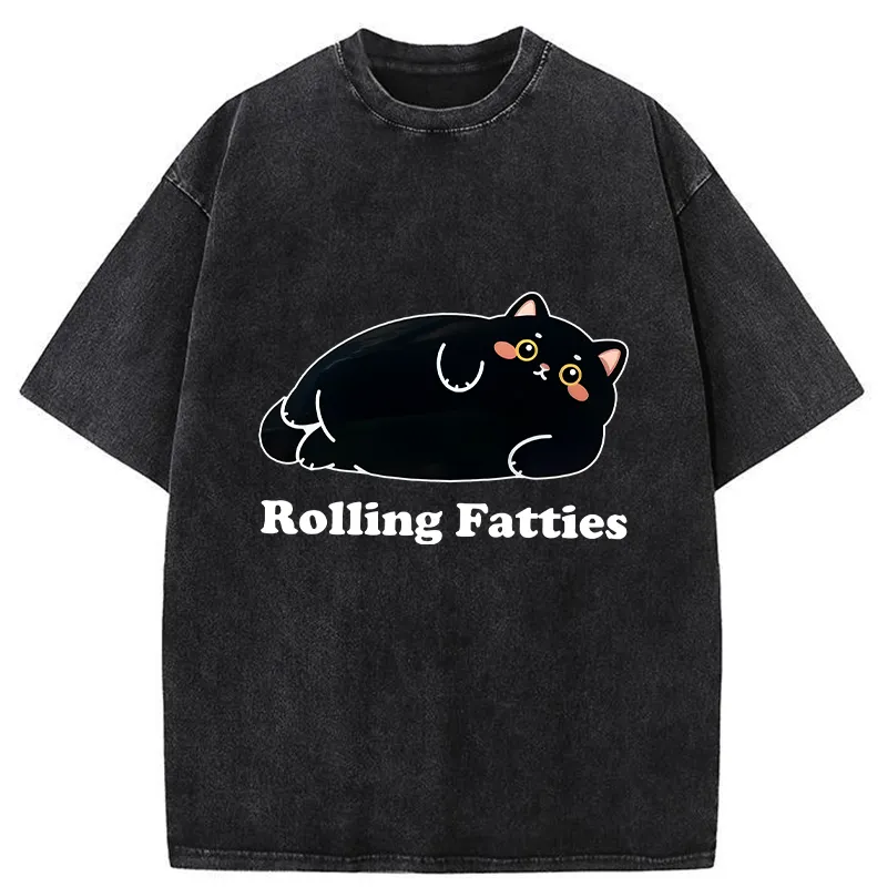 Tokyo-Tiger Rolling Fatties Cat Washed T-Shirt
