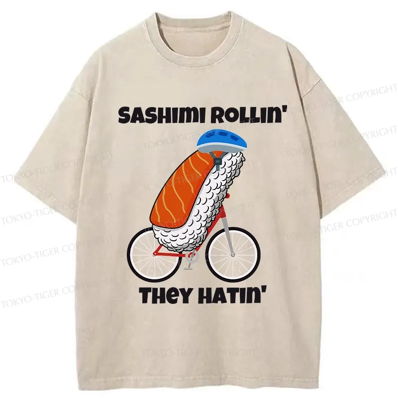Tokyo-Tiger Sashimi Rollin' They Hatin' Washed T-Shirt