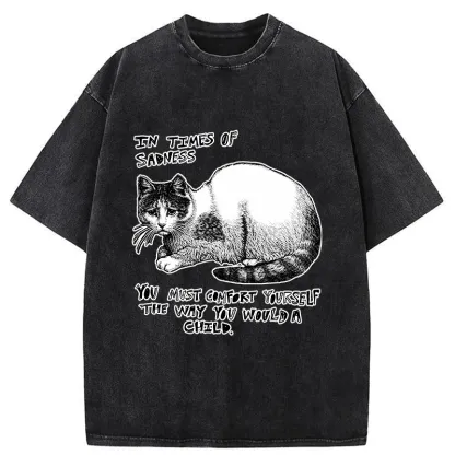 Tokyo-Tiger Comfort Yourself When You're Sad Washed T-Shirt