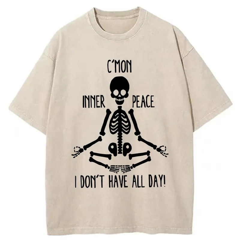 Tokyo-Tiger A Skeleton Doing Yoga Washed T-Shirt