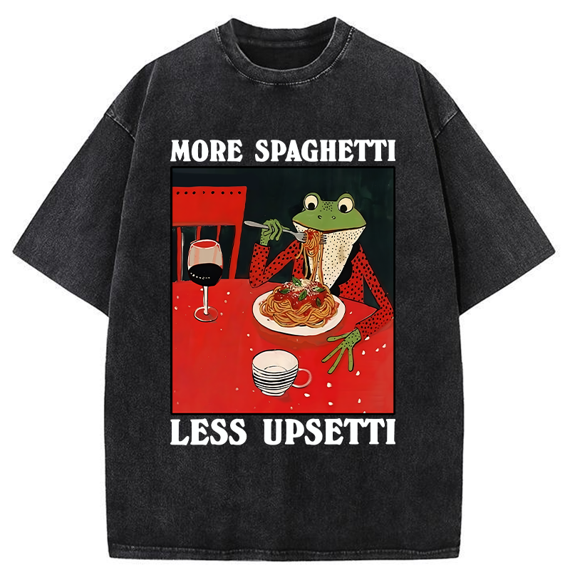 Tokyo-Tiger Frog Eating Spaghetti Washed T-Shirt