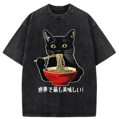 Tokyo-Tiger World's Most Delicious Food Washed T-Shirt