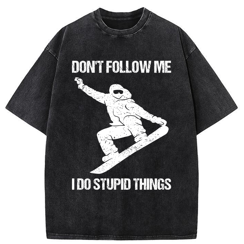 Tokyo-Tiger Winter Extreme Sports Skiing Washed T-Shirt