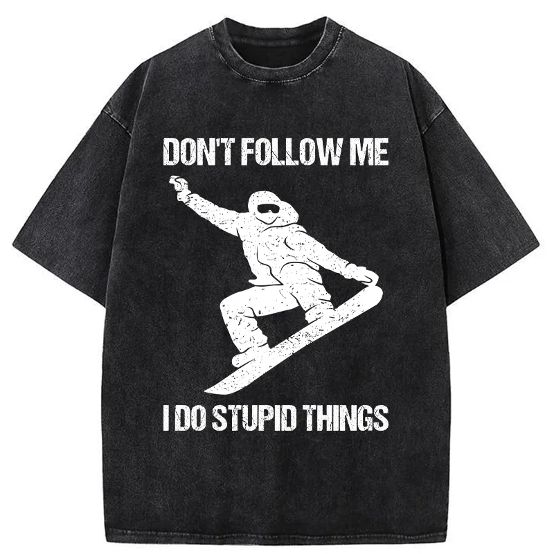 Tokyo-Tiger Winter Extreme Sports Skiing Washed T-Shirt