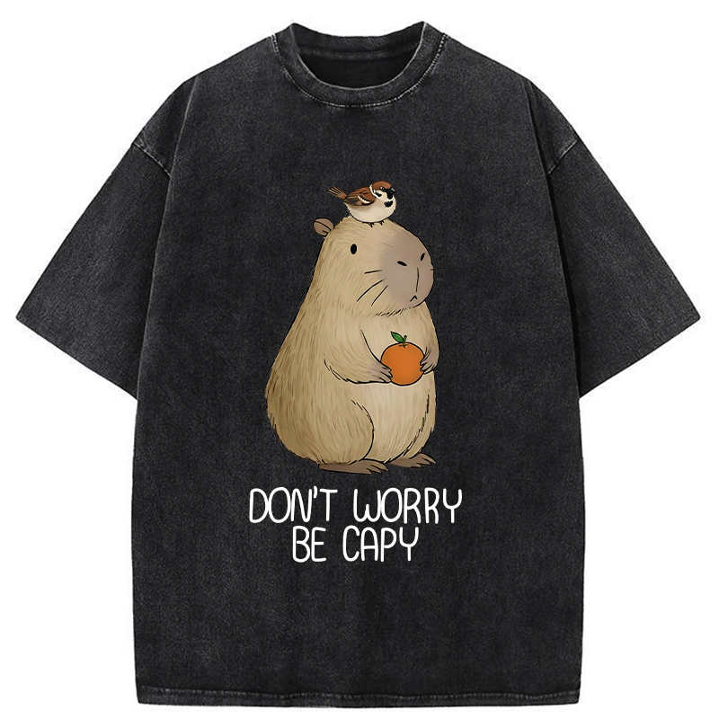Tokyo-Tiger With Capybaras Around Everything Is Fine. Washed T-Shirt