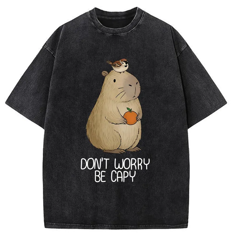 Tokyo-Tiger With Capybaras Around Everything Is Fine. Washed T-Shirt