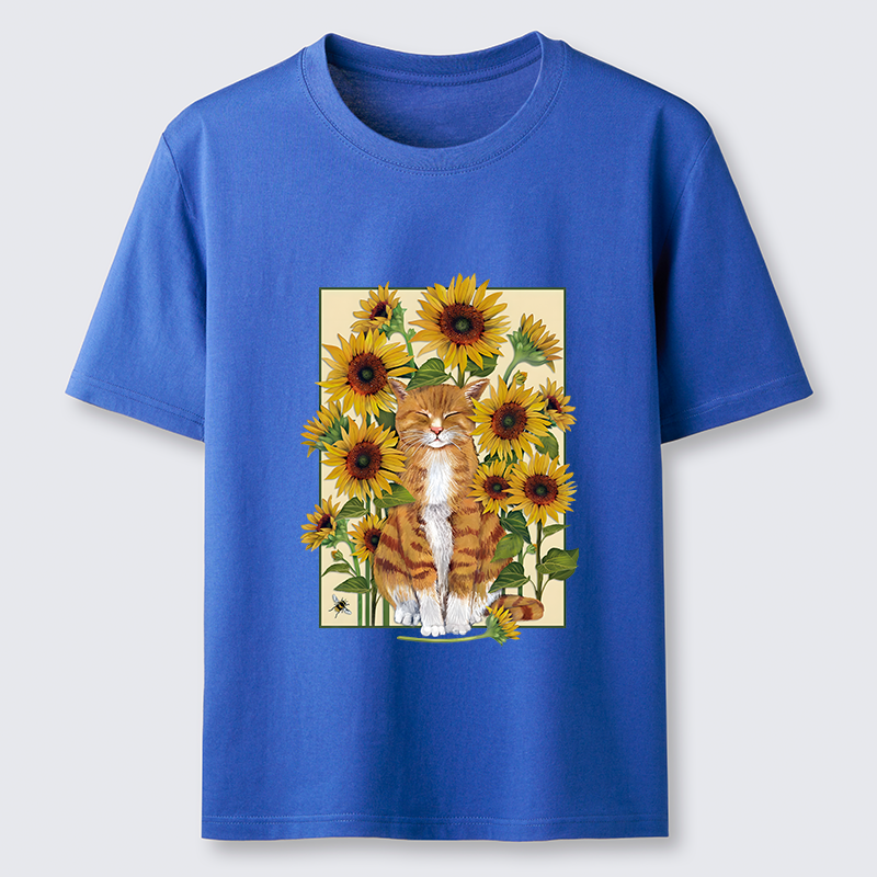 Tokyo-Tiger Sunflower And Orange Cat Classic T-Shirt