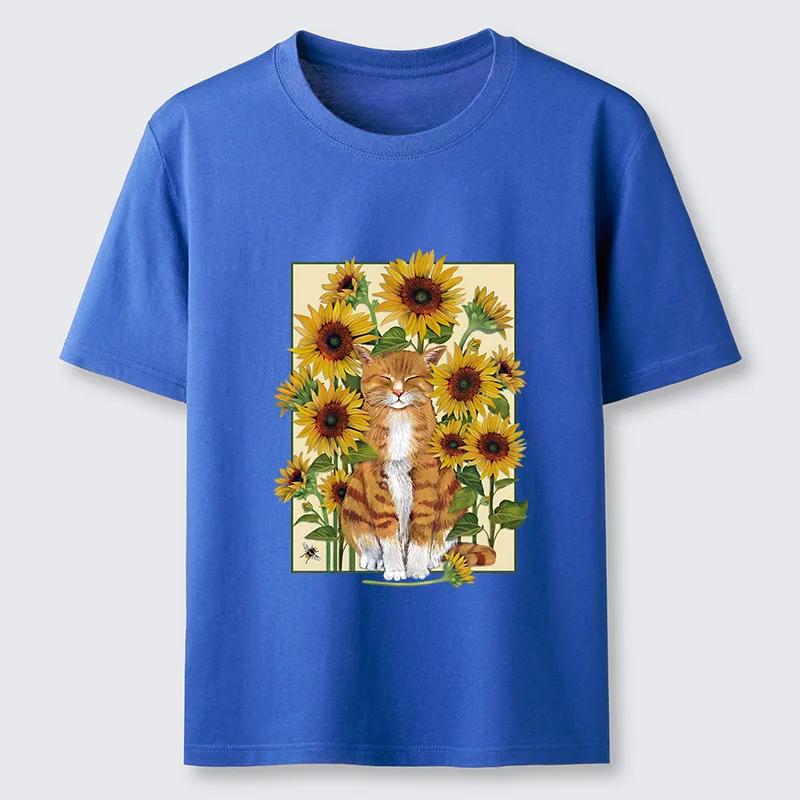 Tokyo-Tiger Sunflower And Orange Cat Classic T-Shirt