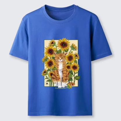 Tokyo-Tiger Sunflower And Orange Cat Classic T-Shirt