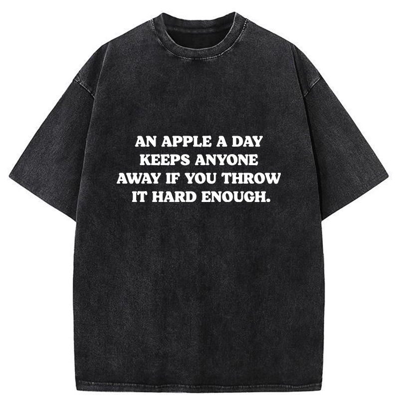 Tokyo-Tiger An Apple A Day Keeps Everything Away Washed T-Shirt