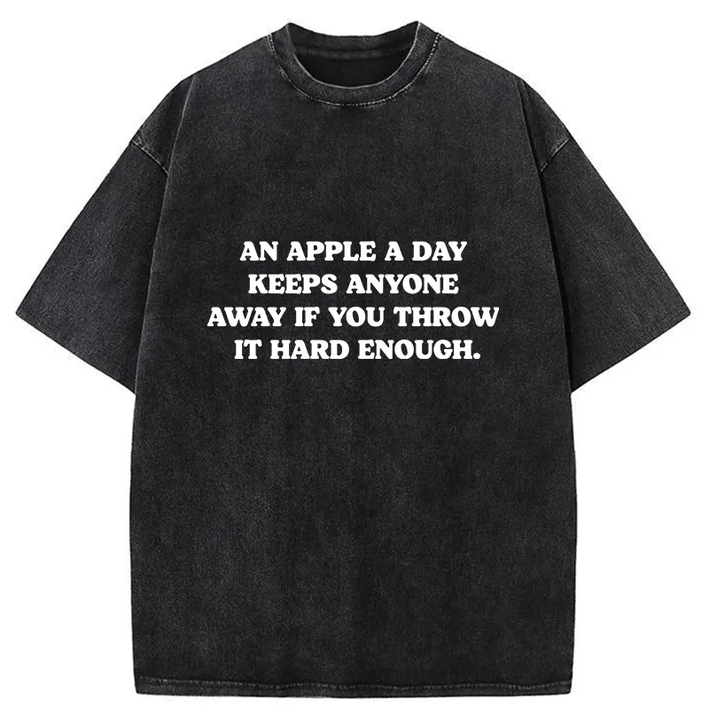 Tokyo-Tiger An Apple A Day Keeps Everything Away Washed T-Shirt