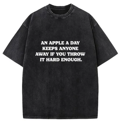 Tokyo-Tiger An Apple A Day Keeps Everything Away Washed T-Shirt