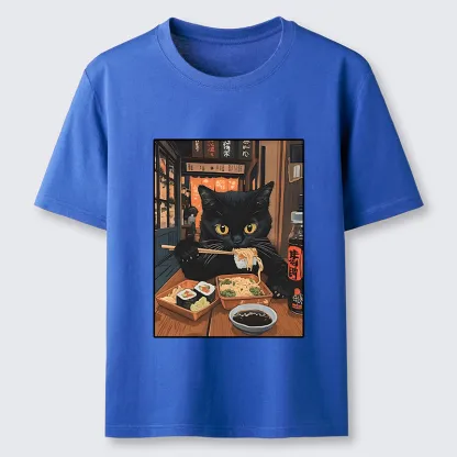 Tokyo-Tiger Black Cat Eating At Sushi Restaurant Classic T-Shirt