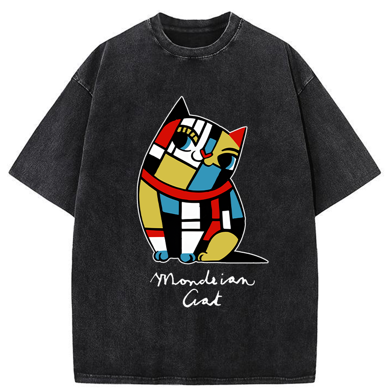 Tokyo-Tiger Cat of Mondrian Washed T-Shirt