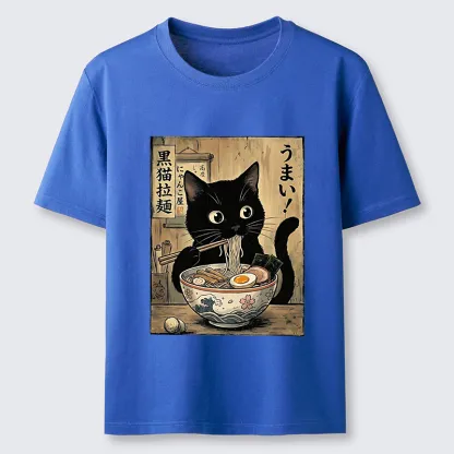 Tokyo-Tiger Black Cat Eats Delicious Japanese Ramen Classic T-Shirt