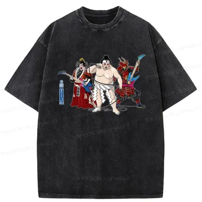 Tokyo-Tiger The Rock Kabuki Samurai Sumo Washed T-Shirt